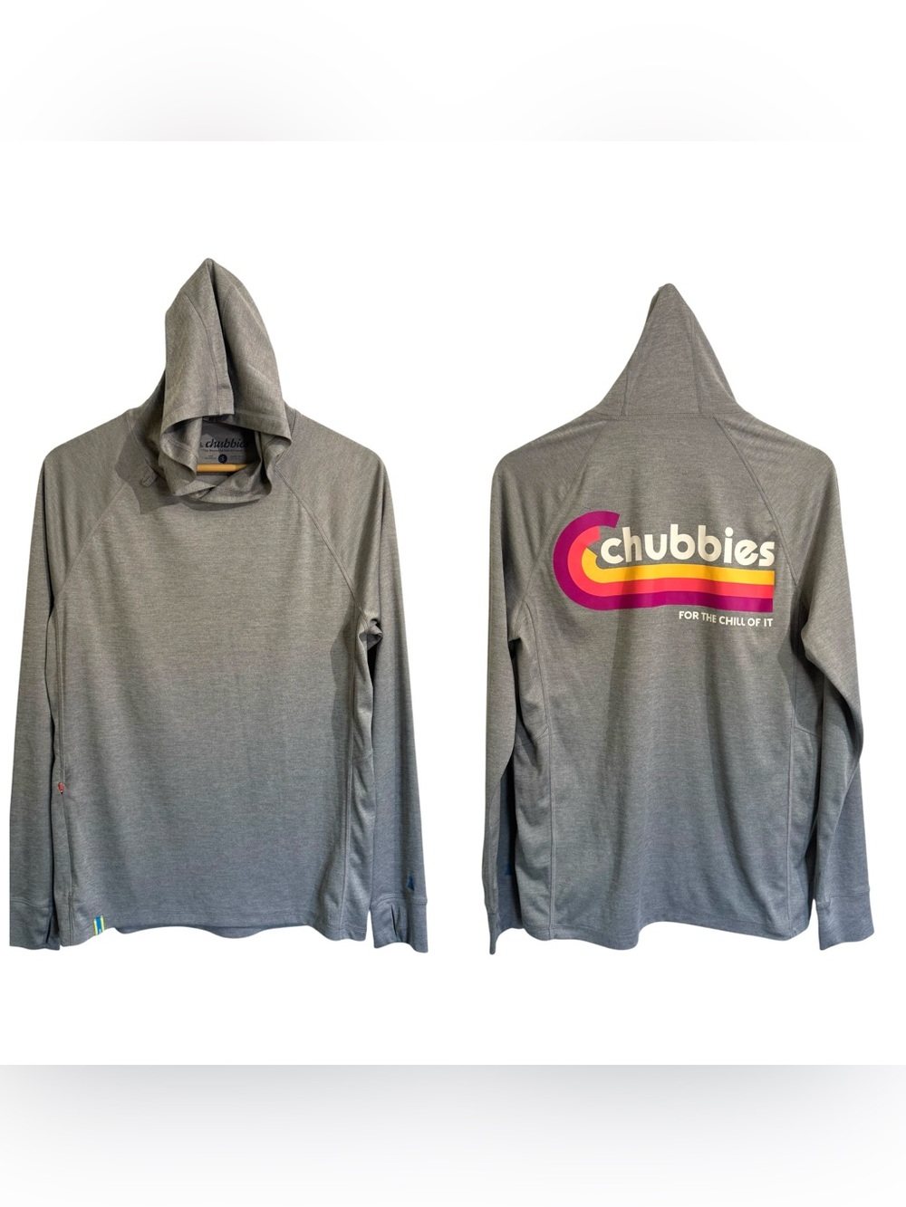 Chubbies For The Chill Of It Lightweight Performance Sun Hoodie Top Gray S